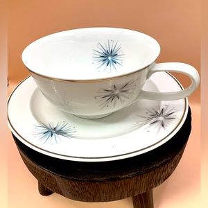 Vintage Atomic Teacup & Saucer - Easterling Celestial - Bavaria